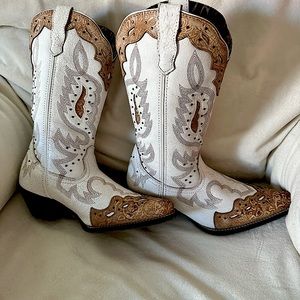 Women's Laredo White Pressley Leather Cowboy Boots Size 9